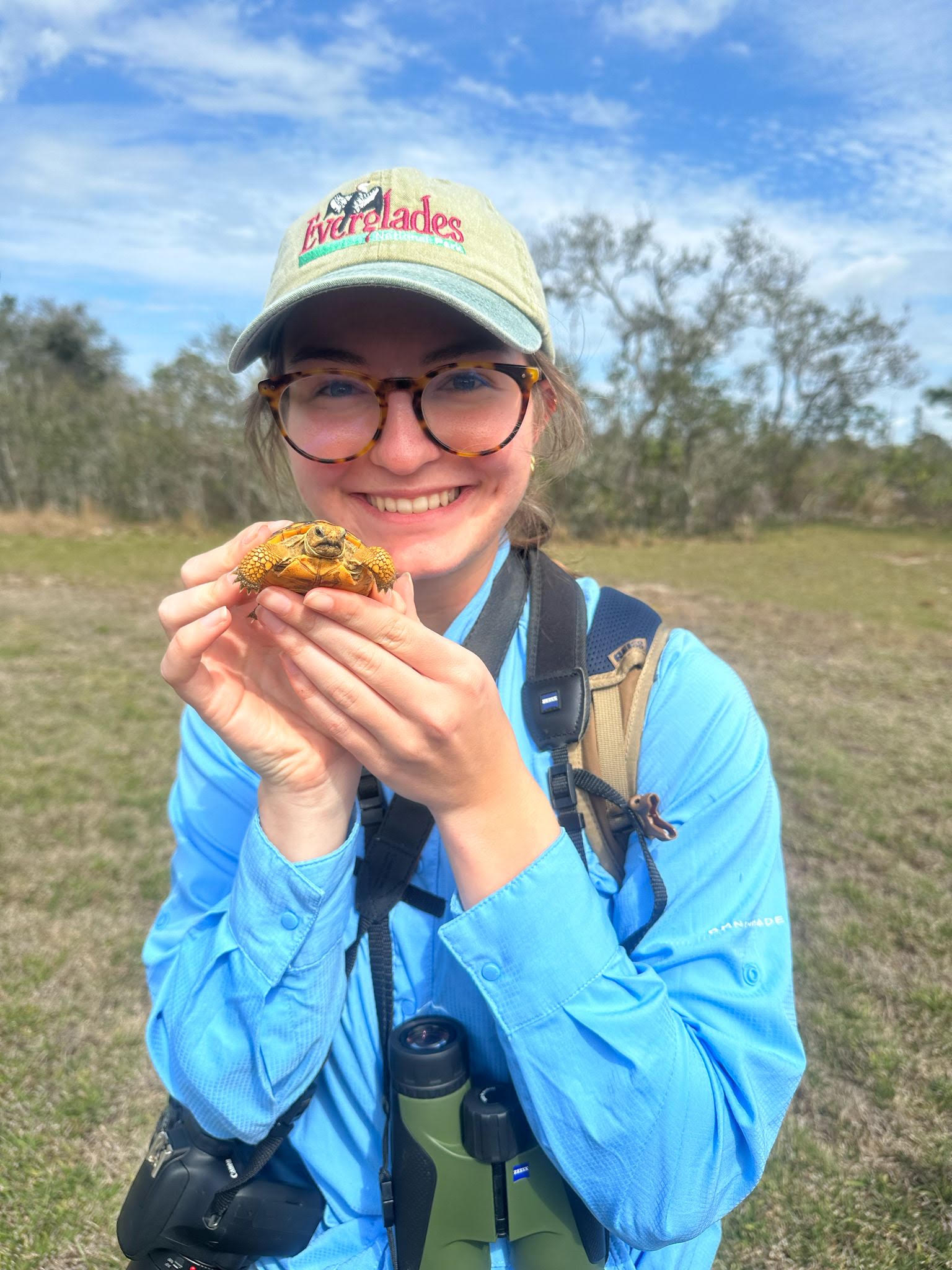 Anna close up holding a turtle